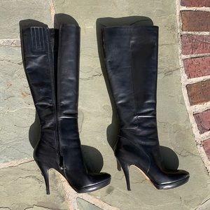 Via Spiga Genuine Black Leather Knee High Boots